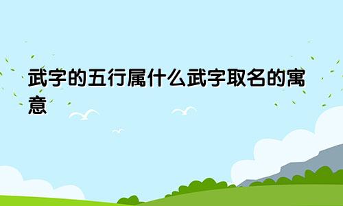 武字的五行属什么武字取名的寓意