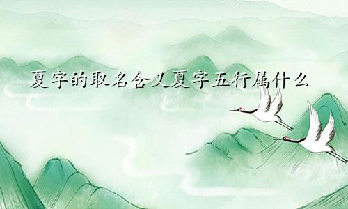 夏字的取名含义夏字五行属什么