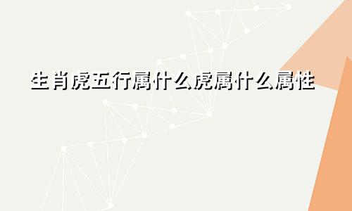 生肖虎五行属什么虎属什么属性