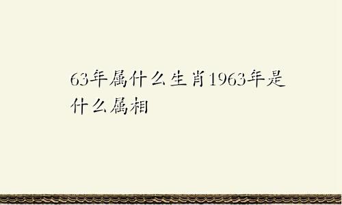 63年属什么生肖1963年是什么属相