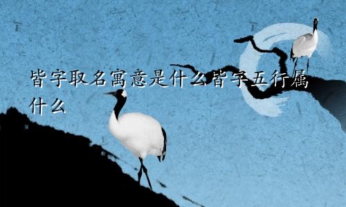 皆字取名寓意是什么皆字五行属什么
