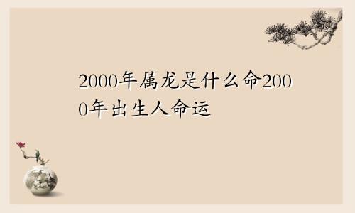 2000年属龙是什么命2000年出生人命运