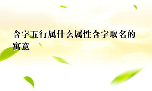 含字五行属什么属性含字取名的寓意