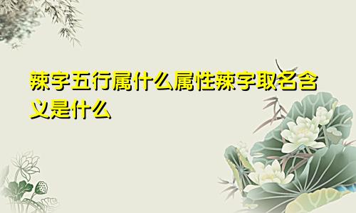 辣字五行属什么属性辣字取名含义是什么