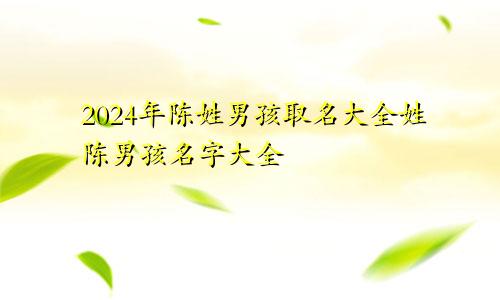 2024年陈姓男孩取名大全姓陈男孩名字大全