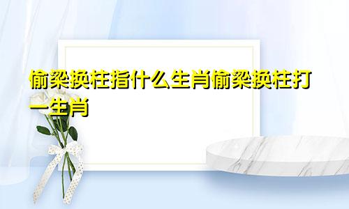 偷梁换柱指什么生肖偷梁换柱打一生肖