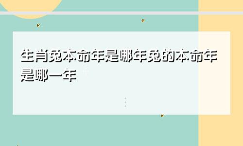 生肖兔本命年是哪年兔的本命年是哪一年