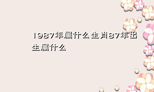 1987年属什么生肖87年出生属什么