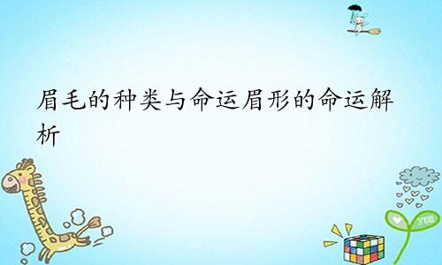 眉毛的种类与命运眉形的命运解析