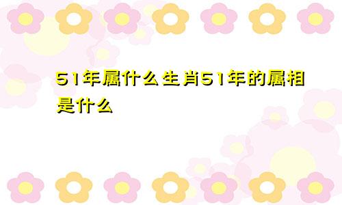 51年属什么生肖51年的属相是什么