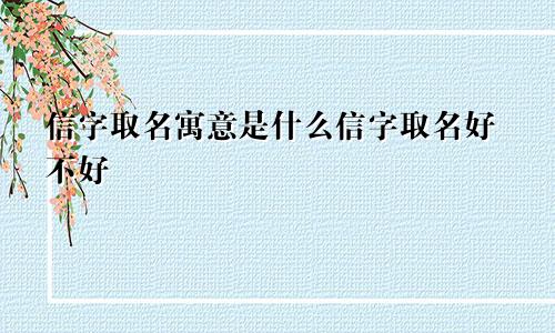 信字取名寓意是什么信字取名好不好