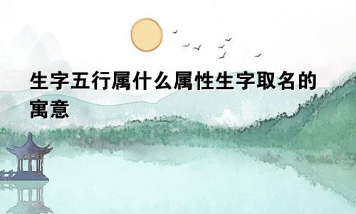 生字五行属什么属性生字取名的寓意