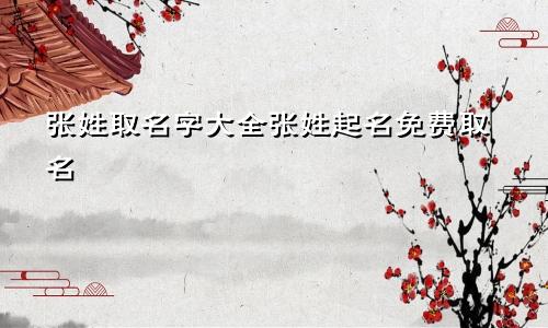 张姓取名字大全张姓起名免费取名