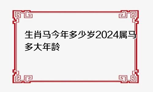 生肖马今年多少岁2024属马多大年龄