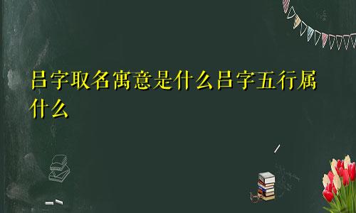 吕字取名寓意是什么吕字五行属什么