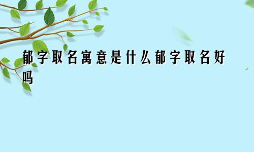 郁字取名寓意是什么郁字取名好吗