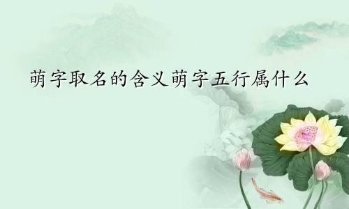 萌字取名的含义萌字五行属什么