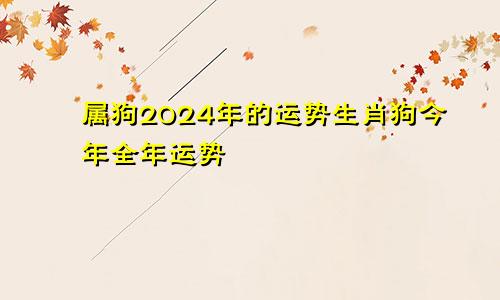 属狗2024年的运势生肖狗今年全年运势