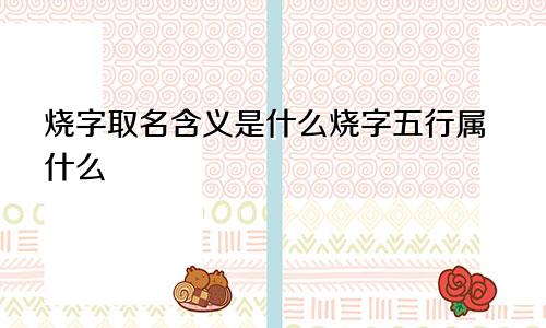 烧字取名含义是什么烧字五行属什么