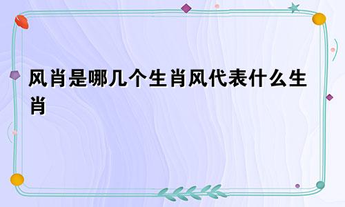 风肖是哪几个生肖风代表什么生肖