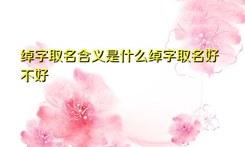 绰字取名含义是什么绰字取名好不好