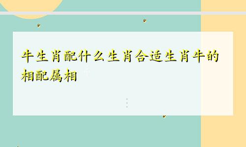 牛生肖配什么生肖合适生肖牛的相配属相