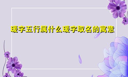 瑗字五行属什么瑗字取名的寓意