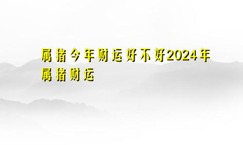 属猪今年财运好不好2024年属猪财运