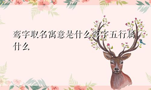 鸾字取名寓意是什么鸾字五行属什么