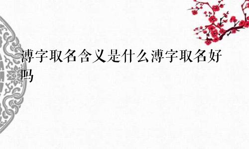 溥字取名含义是什么溥字取名好吗