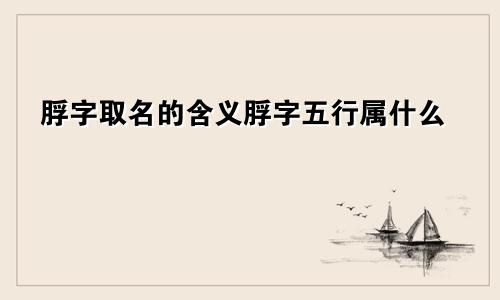 脬字取名的含义脬字五行属什么