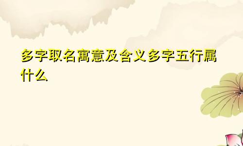 多字取名寓意及含义多字五行属什么