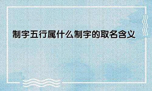 制字五行属什么制字的取名含义