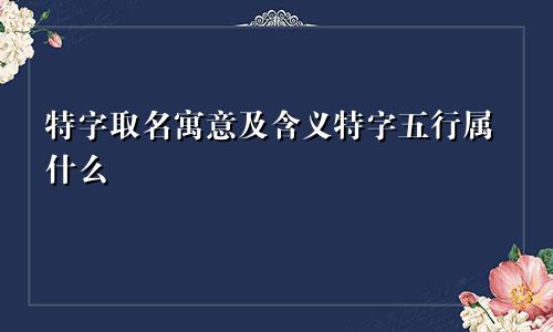 特字取名寓意及含义特字五行属什么