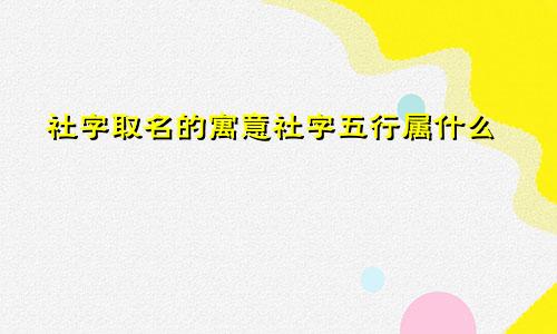 社字取名的寓意社字五行属什么