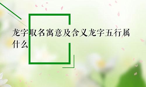 龙字取名寓意及含义龙字五行属什么