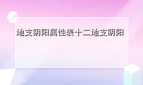 地支阴阳属性表十二地支阴阳