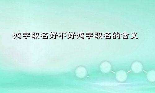 鸿字取名好不好鸿字取名的含义