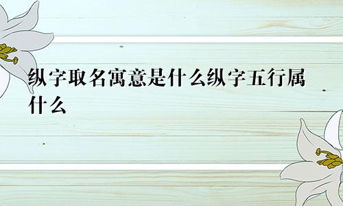 纵字取名寓意是什么纵字五行属什么