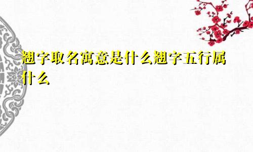 翘字取名寓意是什么翘字五行属什么