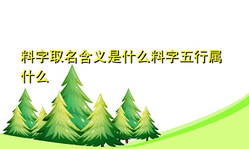 料字取名含义是什么料字五行属什么