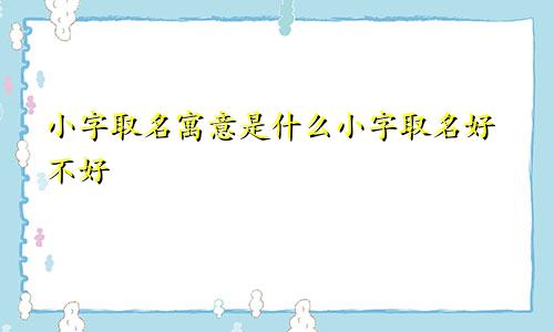 小字取名寓意是什么小字取名好不好