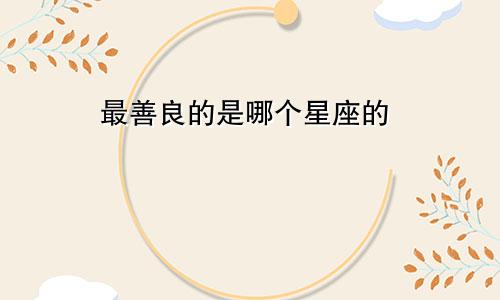 最善良的是哪个星座的