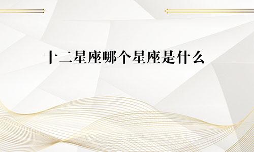 十二星座哪个星座是什么