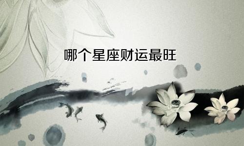 哪个星座财运最旺