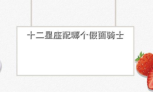 十二星座配哪个假面骑士