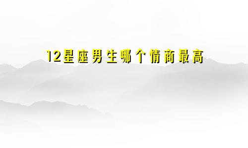 12星座男生哪个情商最高