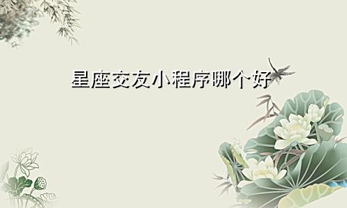 星座交友小程序哪个好