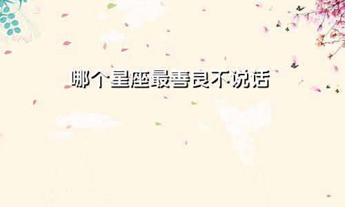 哪个星座最善良不说话