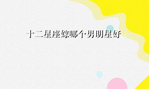 十二星座嫁哪个男明星好